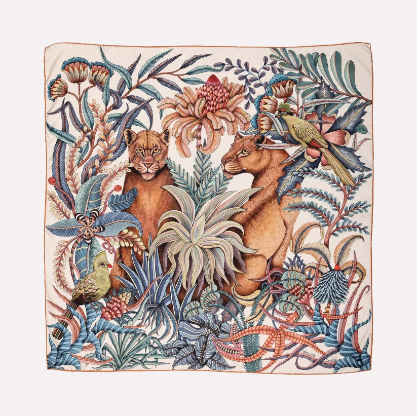 Phinda Pride Silk Scarf, Mist, 90cm