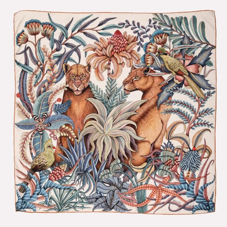 Phinda Pride Silk Scarf, Mist, 90cm