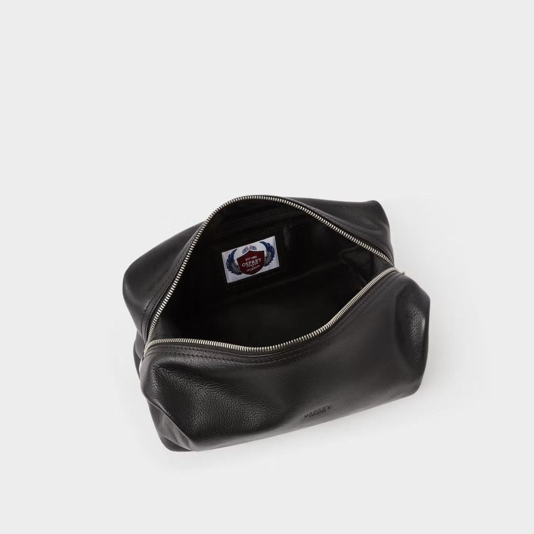 Toby Leather Washbag in Black
