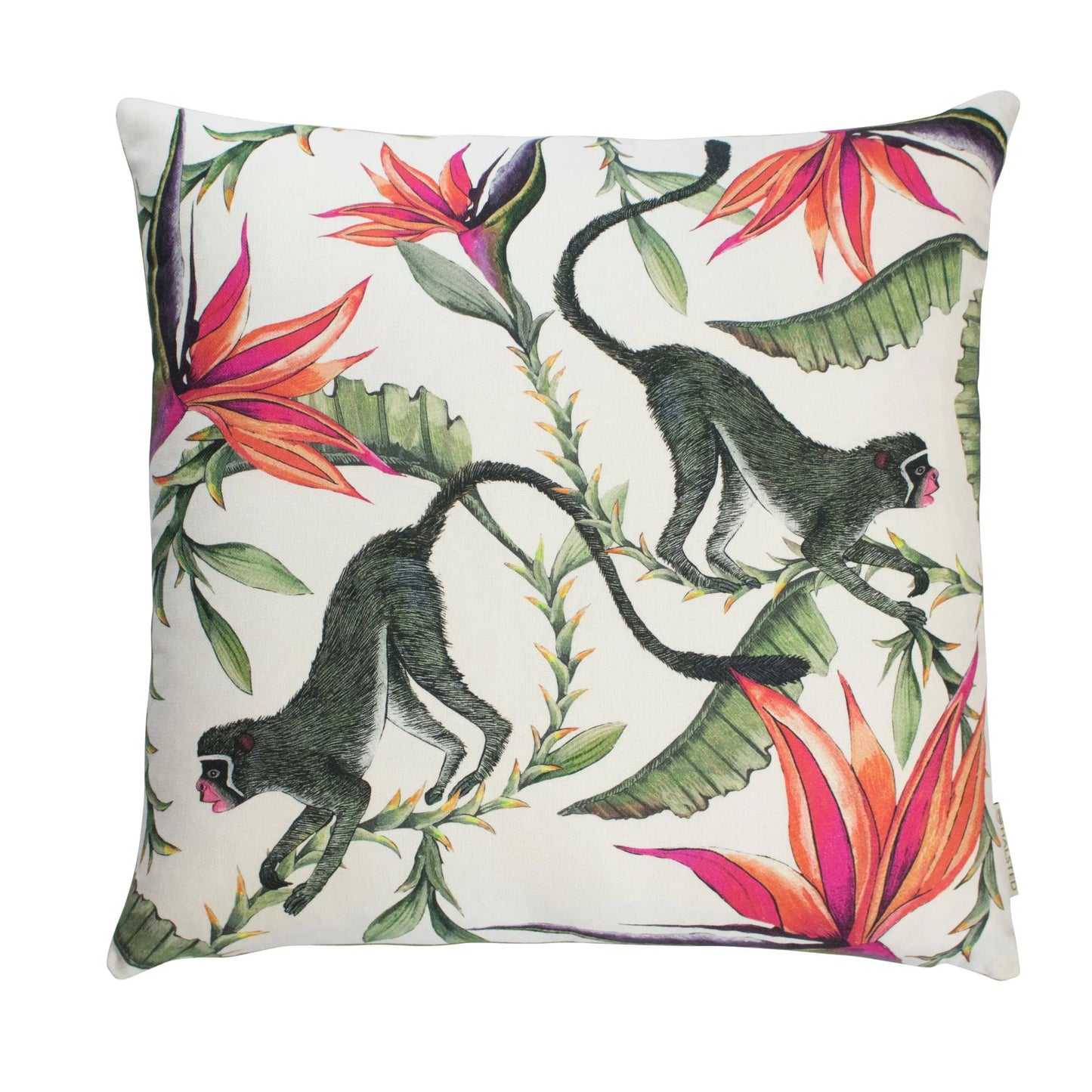 Monkey Paradise Pillow, Chalk, 20X20