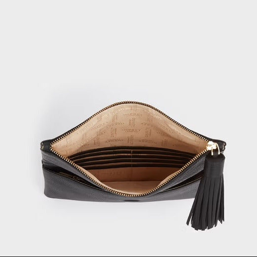 The Bexley Leather Clutch in Black