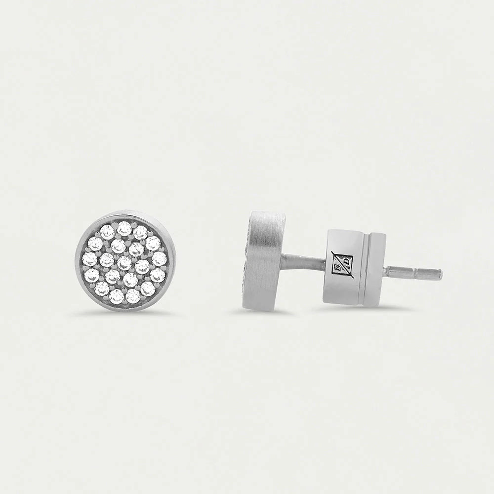 Signature Pave Studs, Cubic Zirconia, Silver