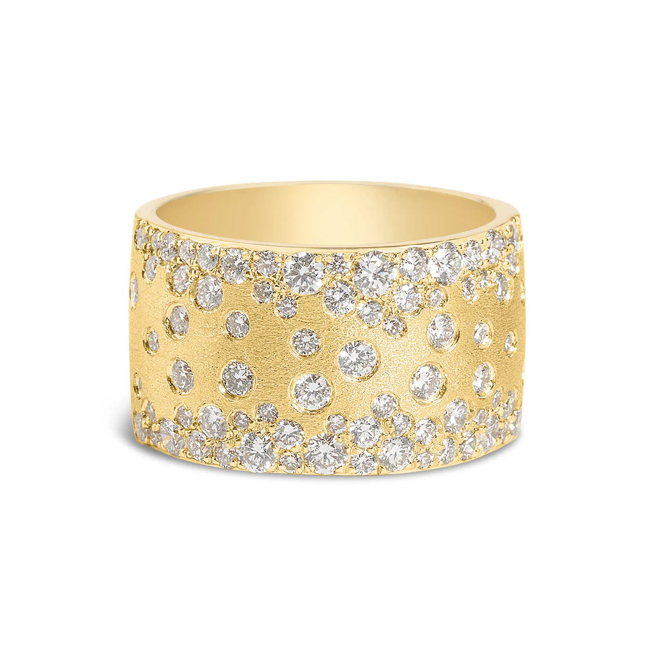 Dilamani Scattered Diamond Cigar, 14K Yellow Gold, Wide