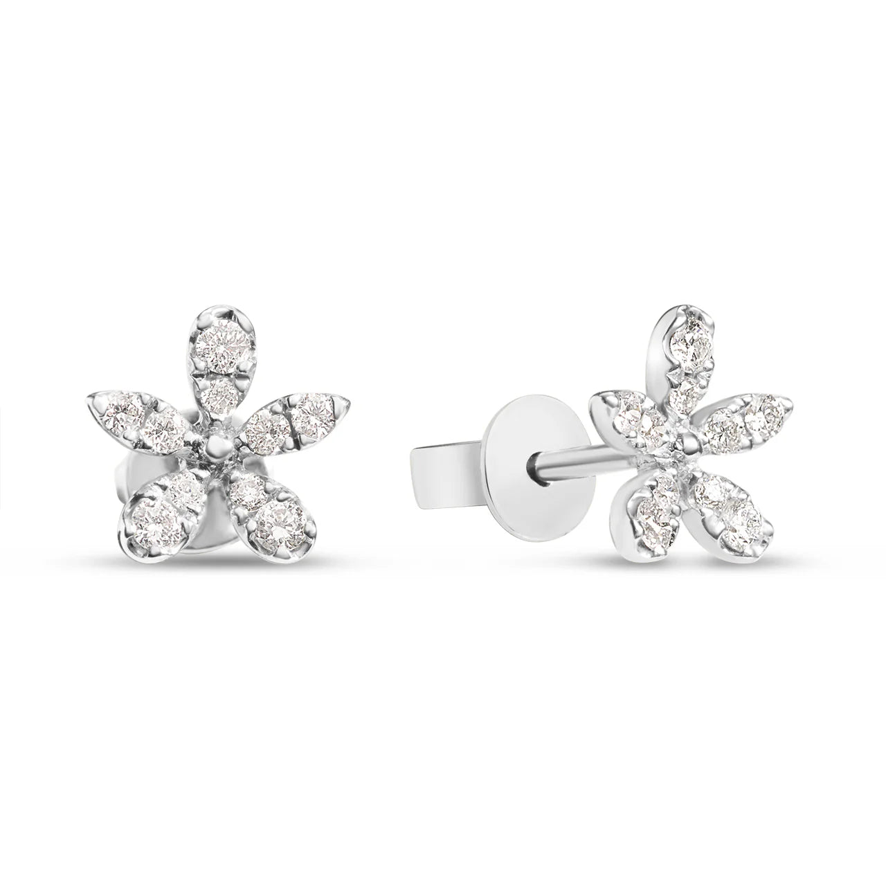 Diamond Florette Stud Earring 14KW; D = 0.20