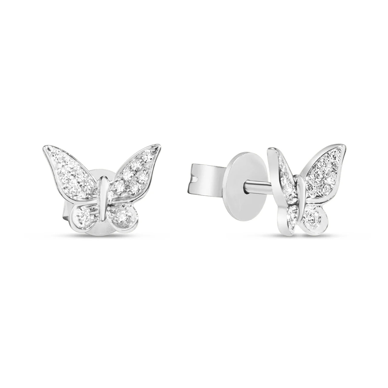 Diamond Butterfly Stud Earring 14KW; 8 x 6mm (N); D = 0.09