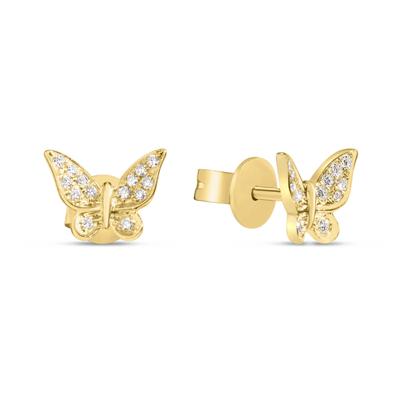 Diamond Butterfly Stud Earring 14KY; 8 - 6mm (N); D = 0.09