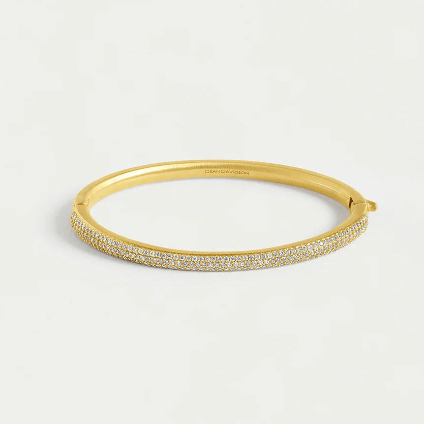 Signature Pave Hinge Bangle, Gold and Cubic Zirconia