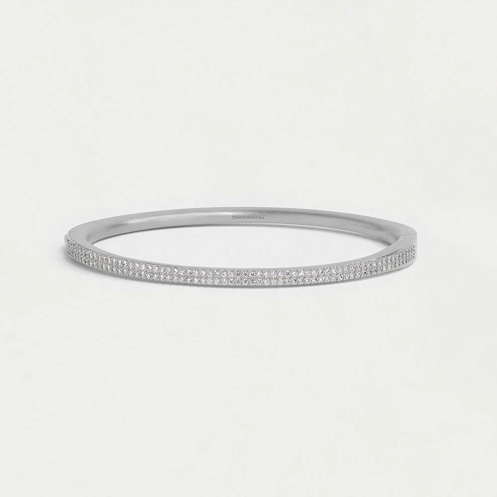Signature Pave Hinge Bangle, Silver and Cubic Zirconia
