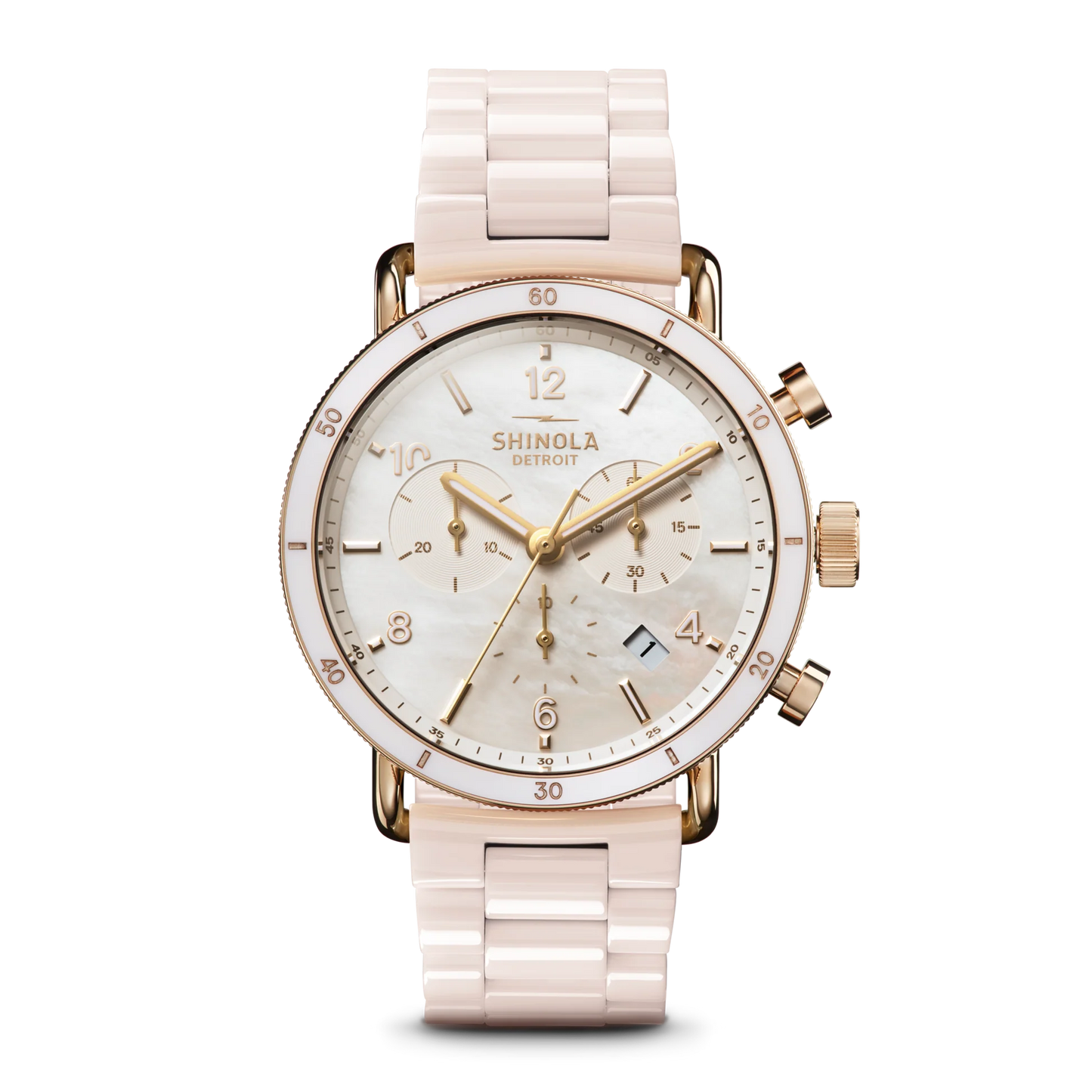 Canfield Sport Watch 40mm, Blush Ceramic, MOP