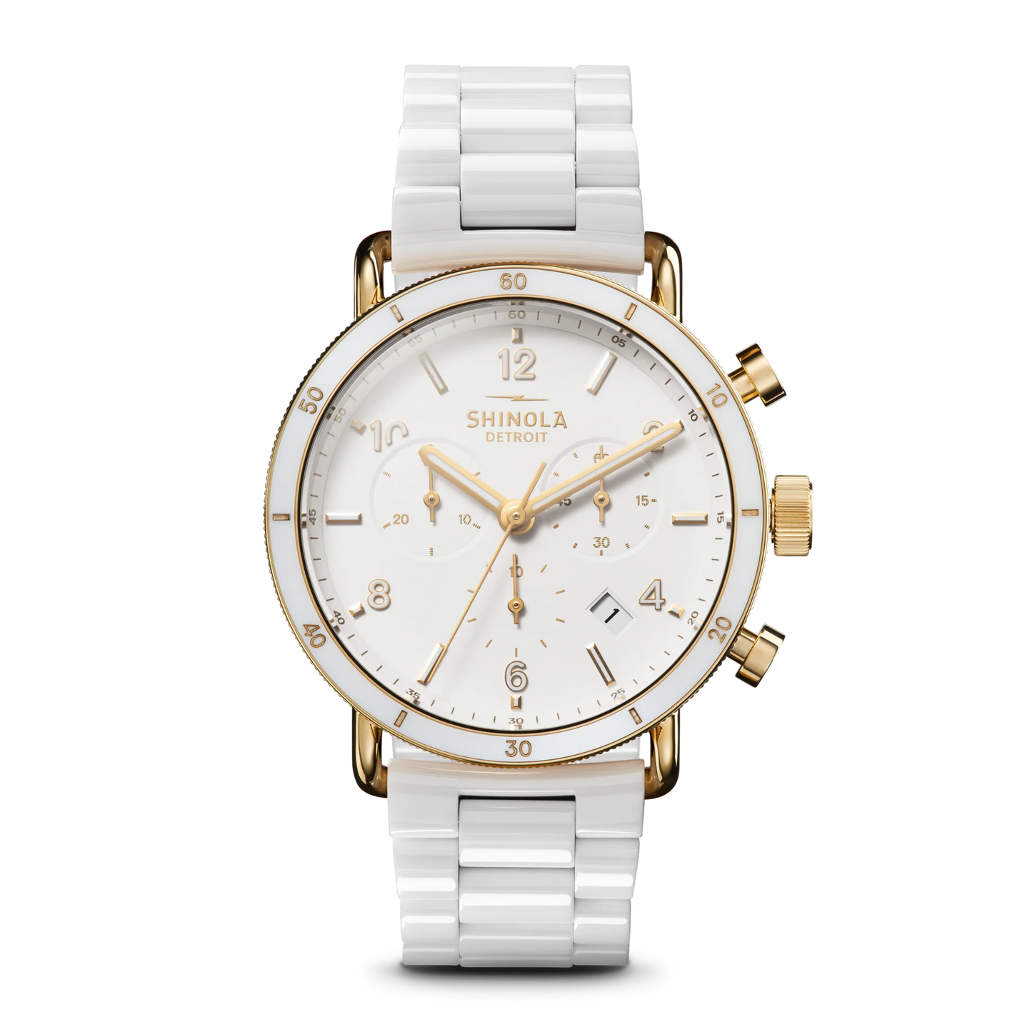 Canfield Sport Watch 40mm, White Ceramic, MOP