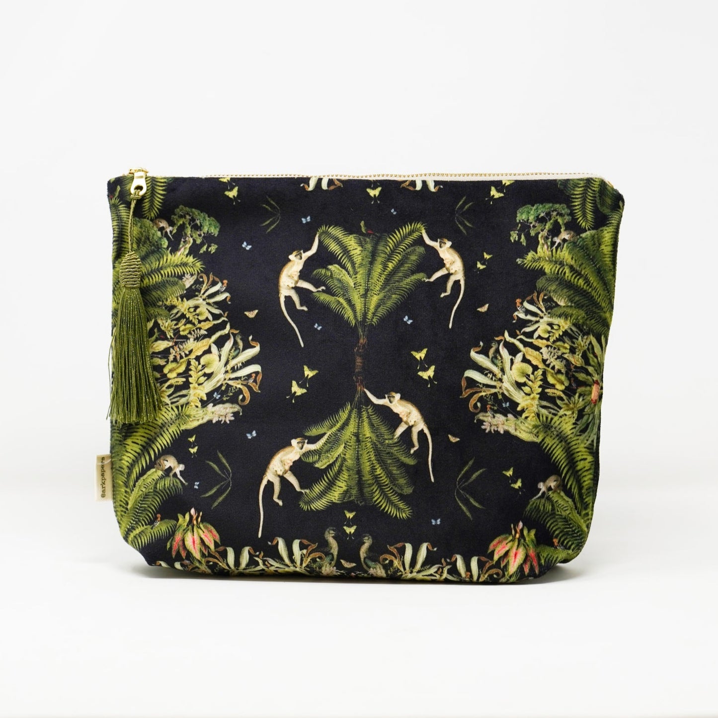 Ark Paper Velvet Wash Bag - Black Fern Forest