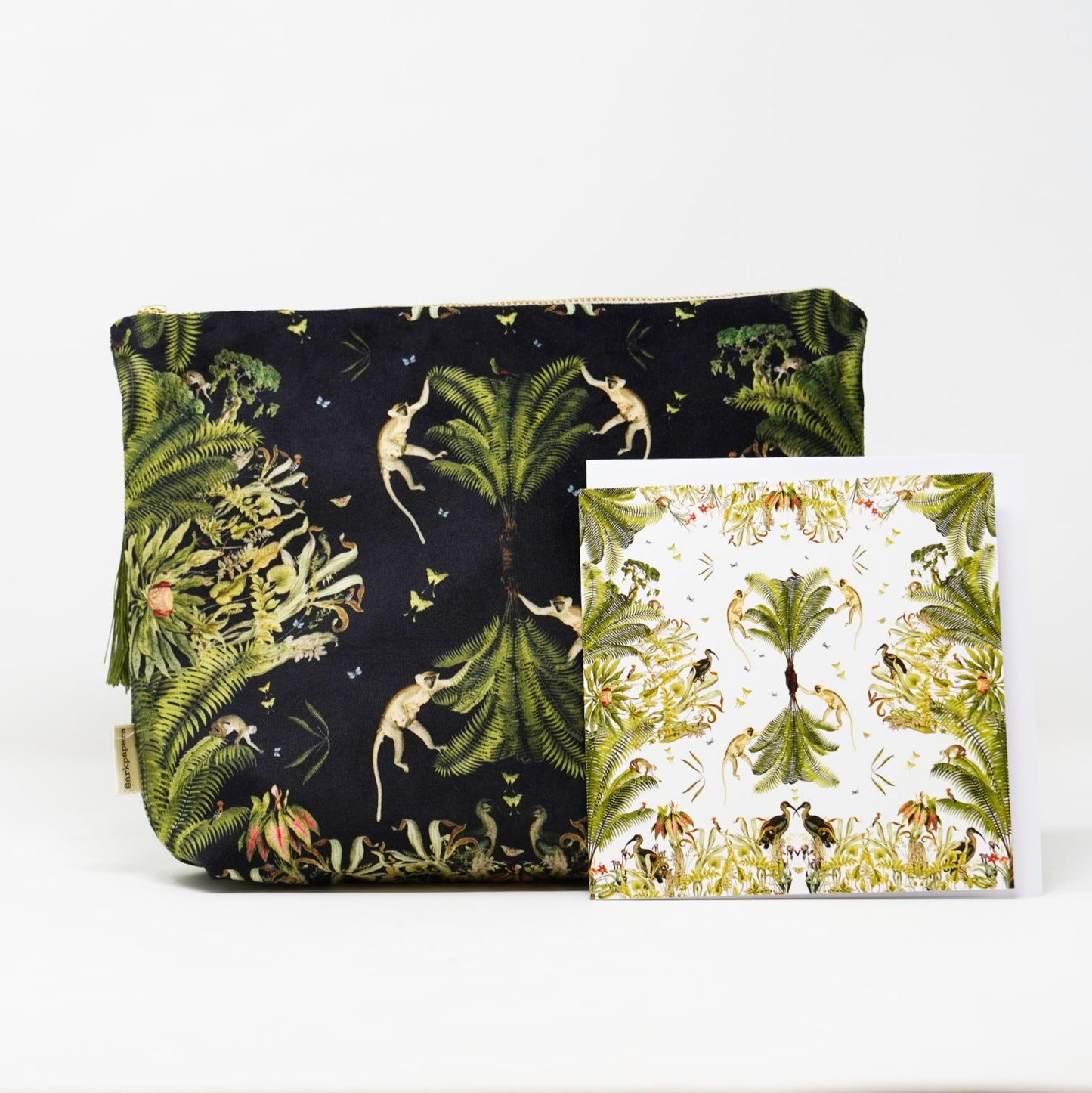 Ark Paper Velvet Wash Bag - Black Fern Forest