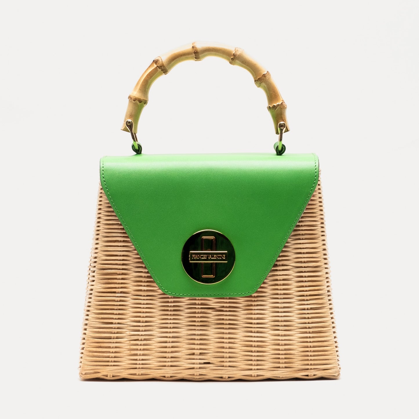 Mini Midge Basket Wicker w/Leather Green