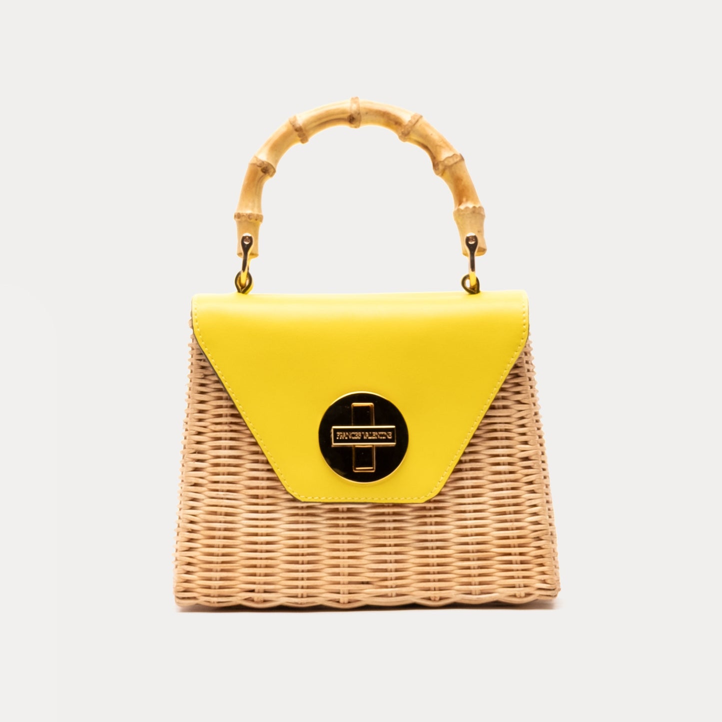 Mini Midge Basket Wicker w/Leather Yellow