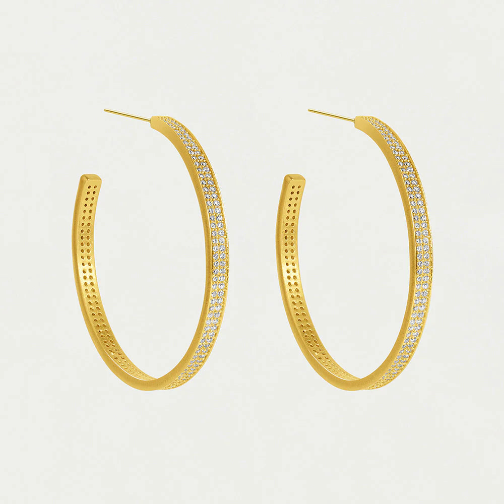 Petit Pave Midi Huggie Hoops, Gold and Cubic Zirconia