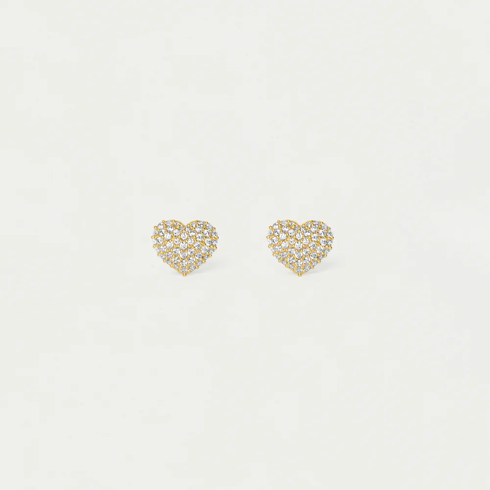 Petit Pave Heart Studs, Cubic Zirconia