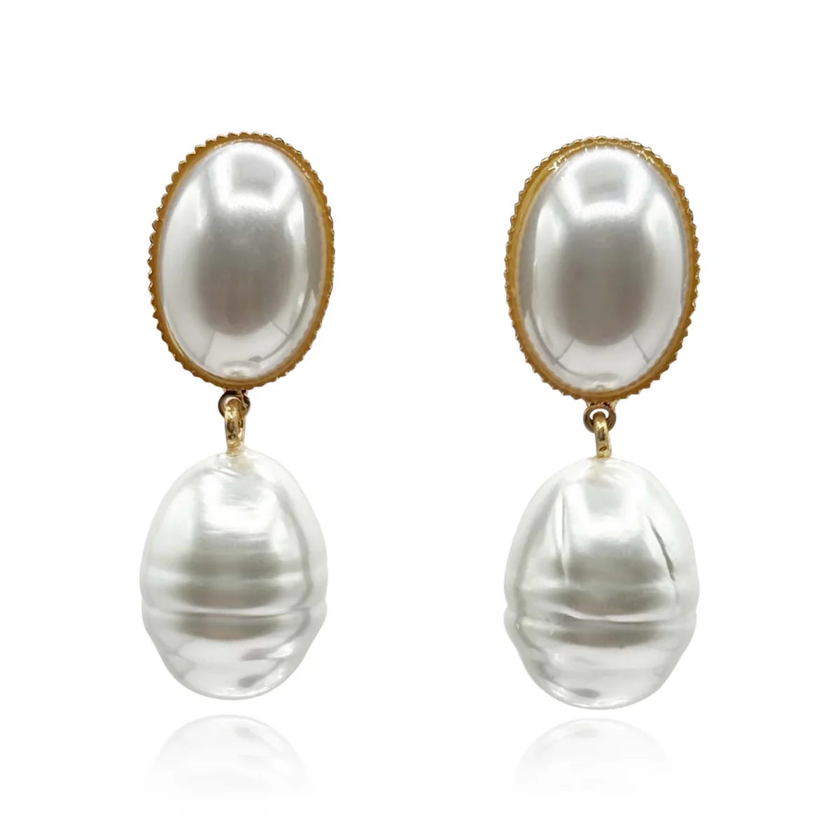 Emma Baroque Pearl White Pierced Drop
