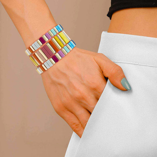 Multicolor Stretch 3-piece Bracelet, Pastel