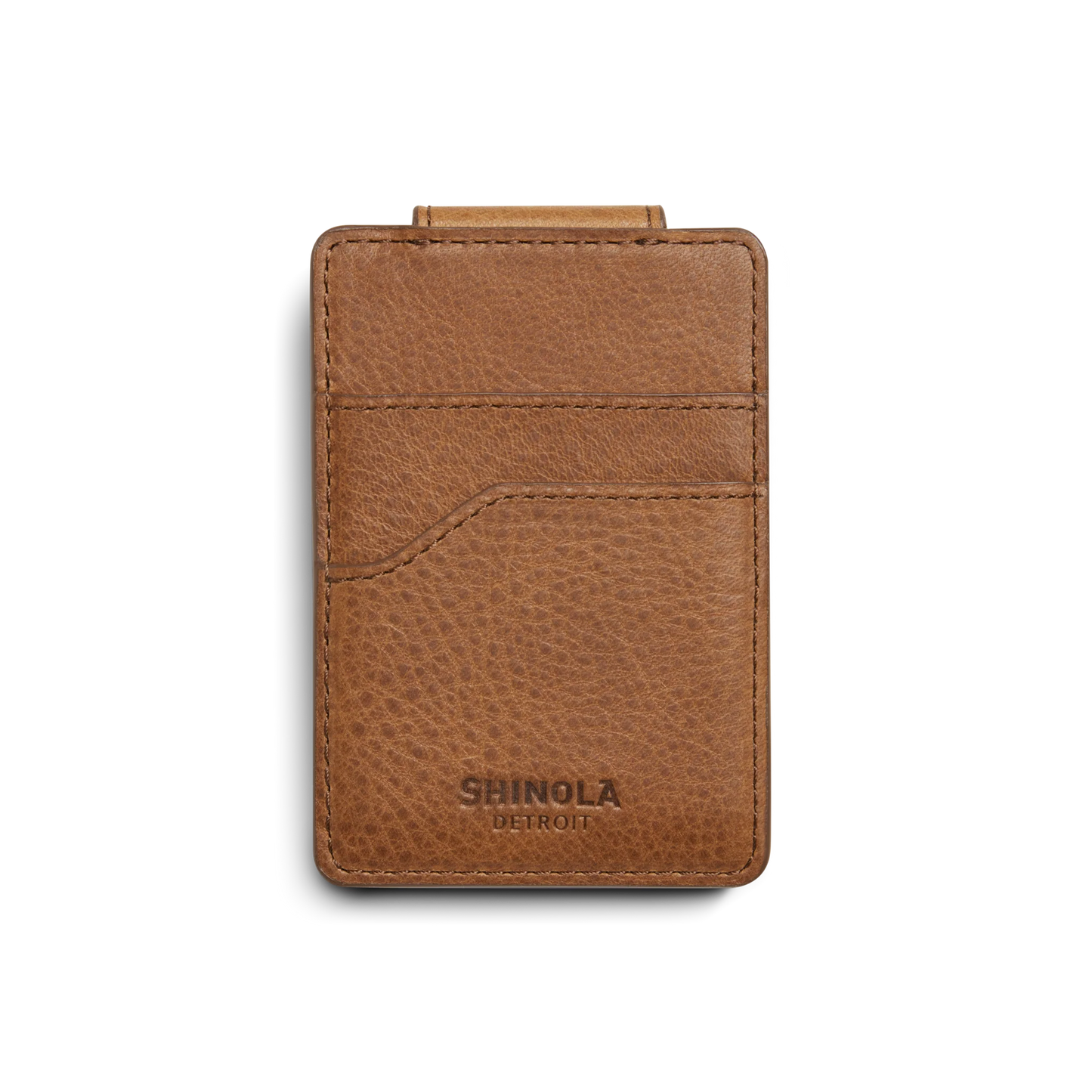 Shinola Magnetic Money Clip and Card Holder, Tan