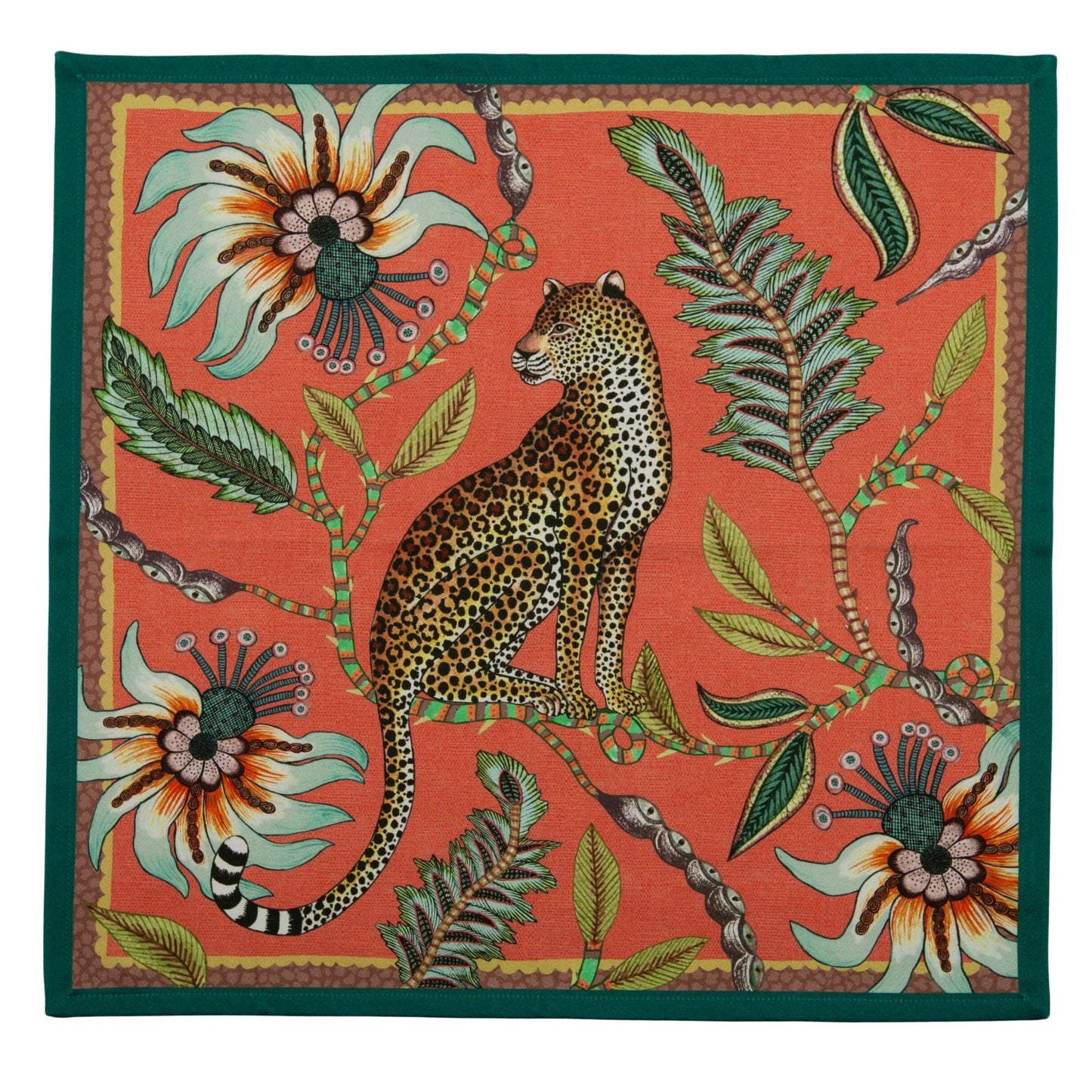 Leopard Napkins, Coral, Pair
