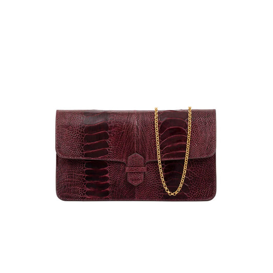 Accordion Clutch, Ostrich Leather in Godiva