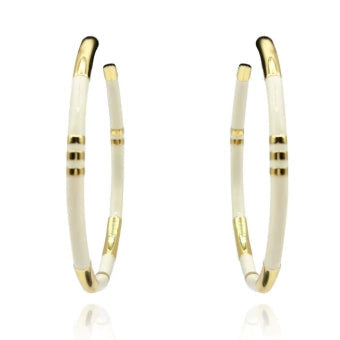 White and Gold Stripe Enamel Hoop
