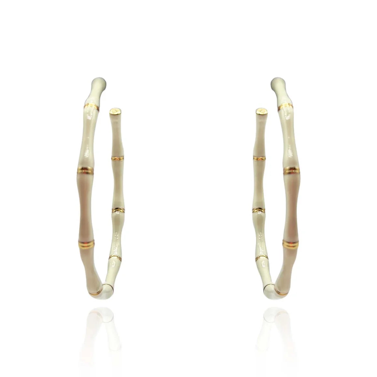 White and Gold Stripe Enamel Bamboo Hoop