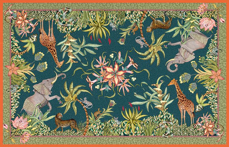 Ngala Trading Sabie Forest Tablecloth, Delta, 94"X63"