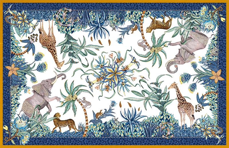 Sabie Forest Tablecloth, Tanzanite, 94"x 63"