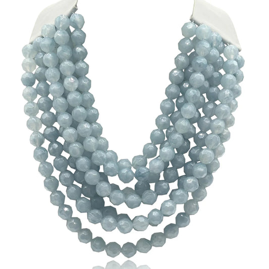 Sabina Multi Strand Faceted Bead Necklace, Ice Blue