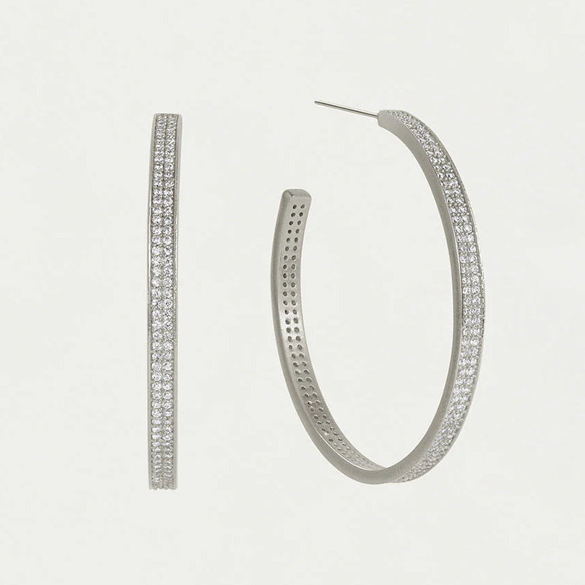 Petit Pavé Hoops, Silver and Cubic Zirconia