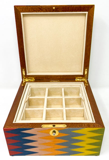 Ercolano Square Jewelry Box with 9-Section Tray