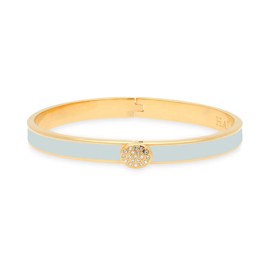 Halcyon Days 6mm Skinny Plain Pave Button Forget Me Not - Hinged Bangle