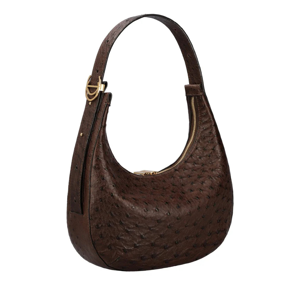 Aspen, Full Ostrich Leather, Nicotine
