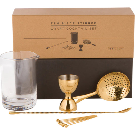 A Bar Above 10 piece Stirred Cocktail Set, Gold