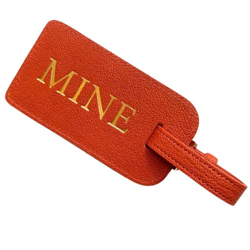 Leather Luggage Tag Mine, Orange