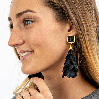 Brackish Parades Statement Earrings with Stingray Leather