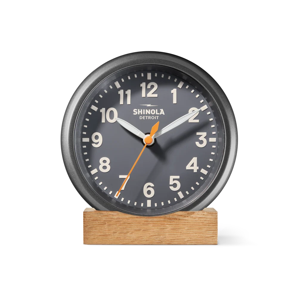 Runwell 6" Desk Clock, Gunmetal/Gray/Cream