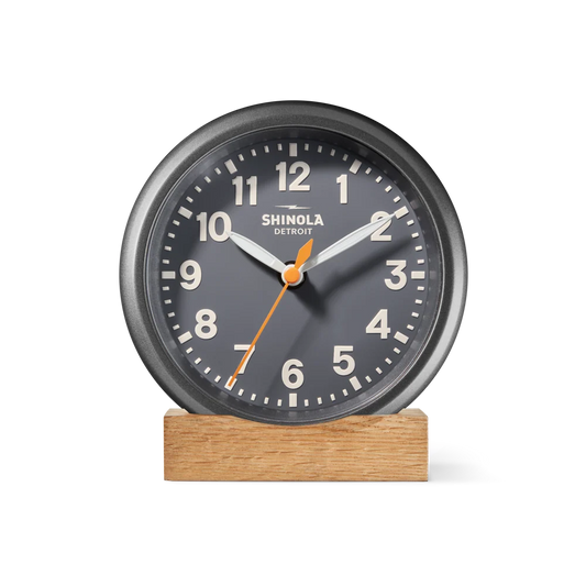 Runwell 6" Desk Clock, Gunmetal/Gray/Cream