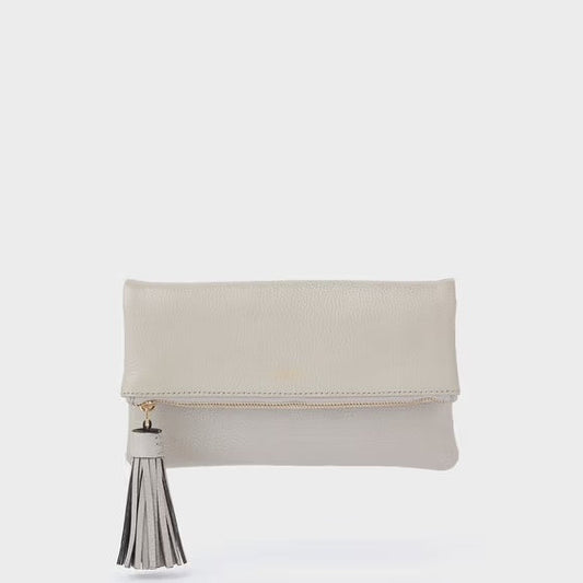 The Bexley Leather Clutch in Silver