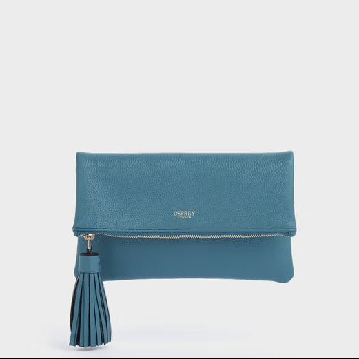 The Bexley Leather Clutch in Teal