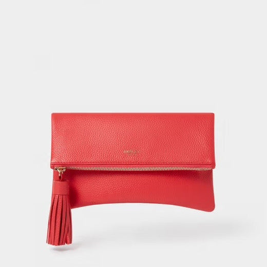 The Bexley Leather Clutch in Red