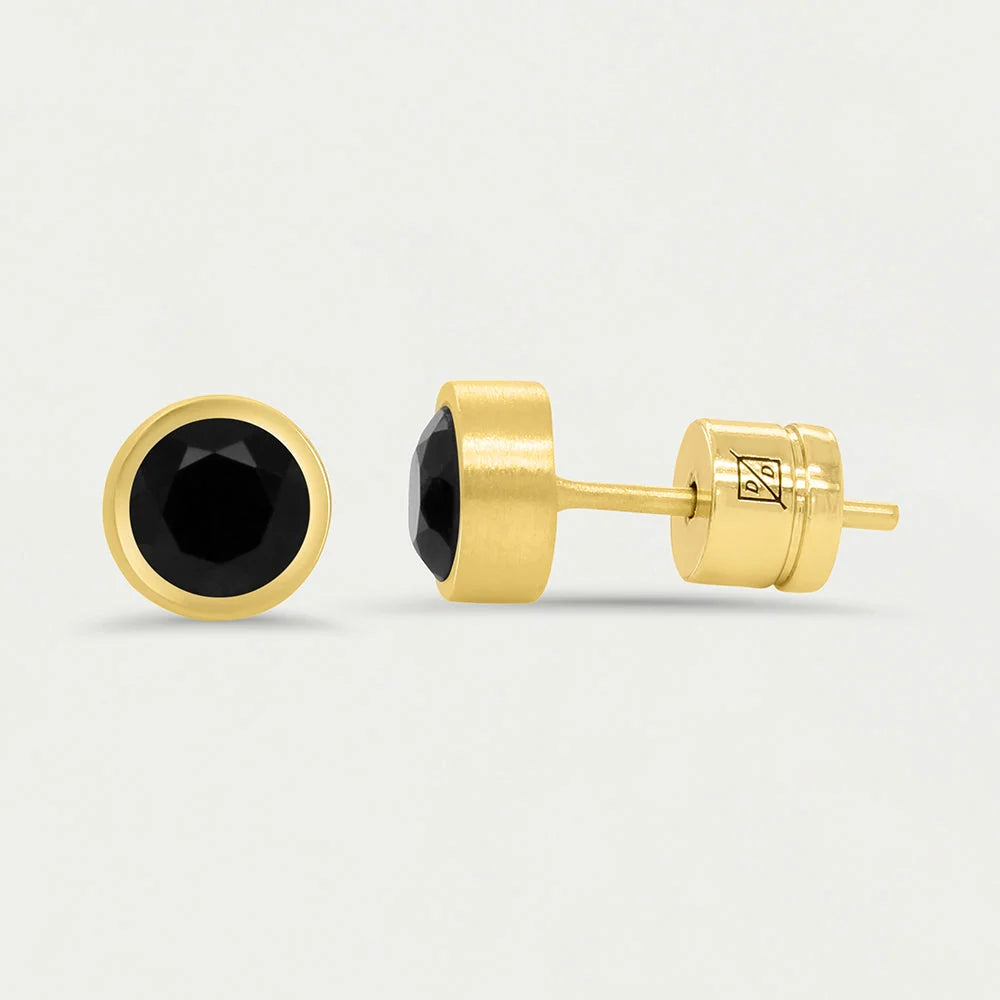 Signature Small Studs, Black Onyx, Gold