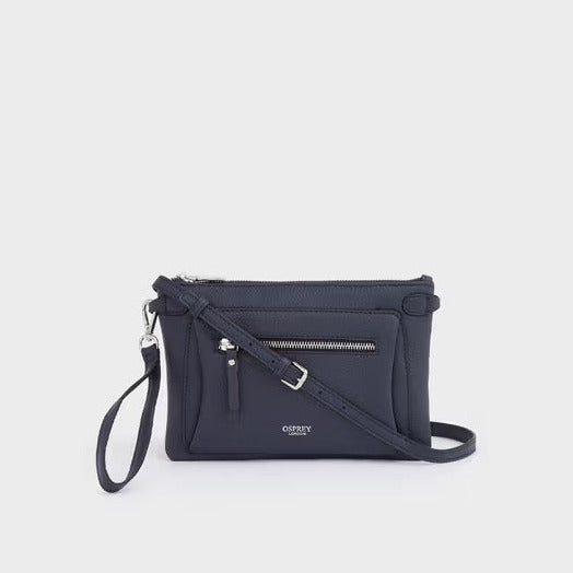 The Ruby Leather Crossbody Clutch, Navy