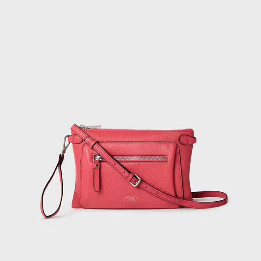 The Ruby Leather Crossbody Clutch, Fuschia