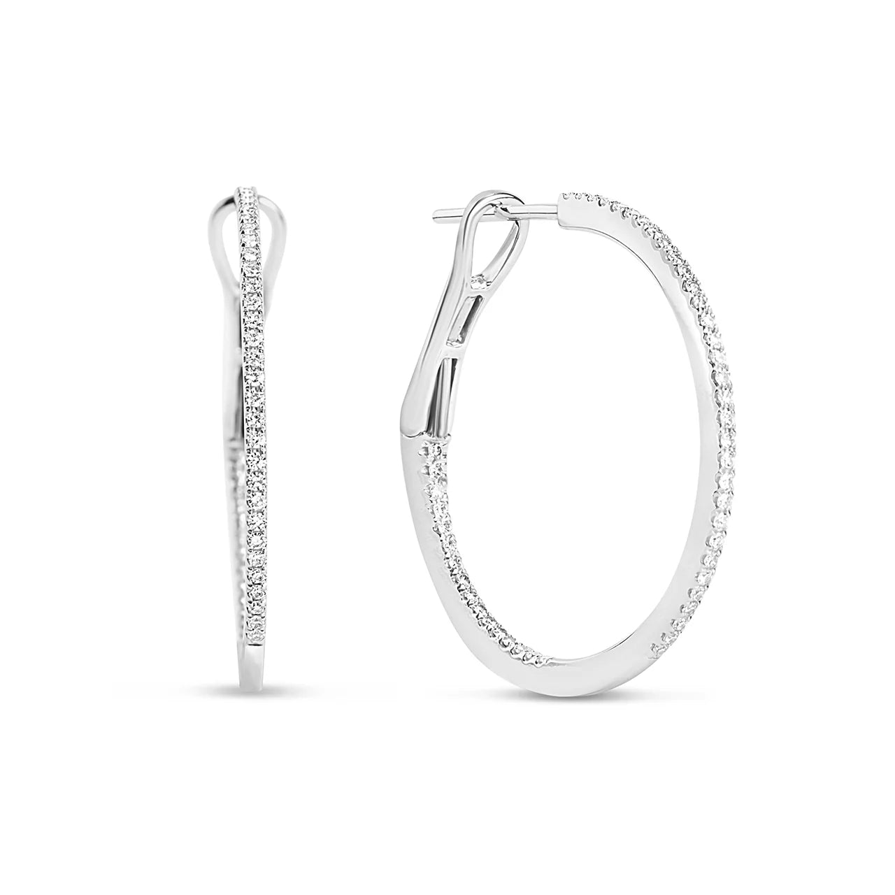 Dilamani Inside/Out Hoop, 14K Wgld, D=0.28