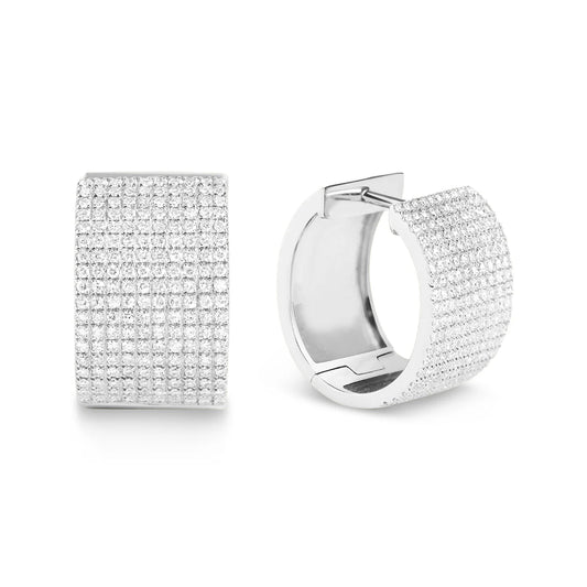 10 Row Hoop Earrings, 14Kwg