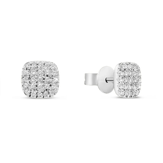 Dilamani Cushion Pave Stud, Wgld, D-0.20