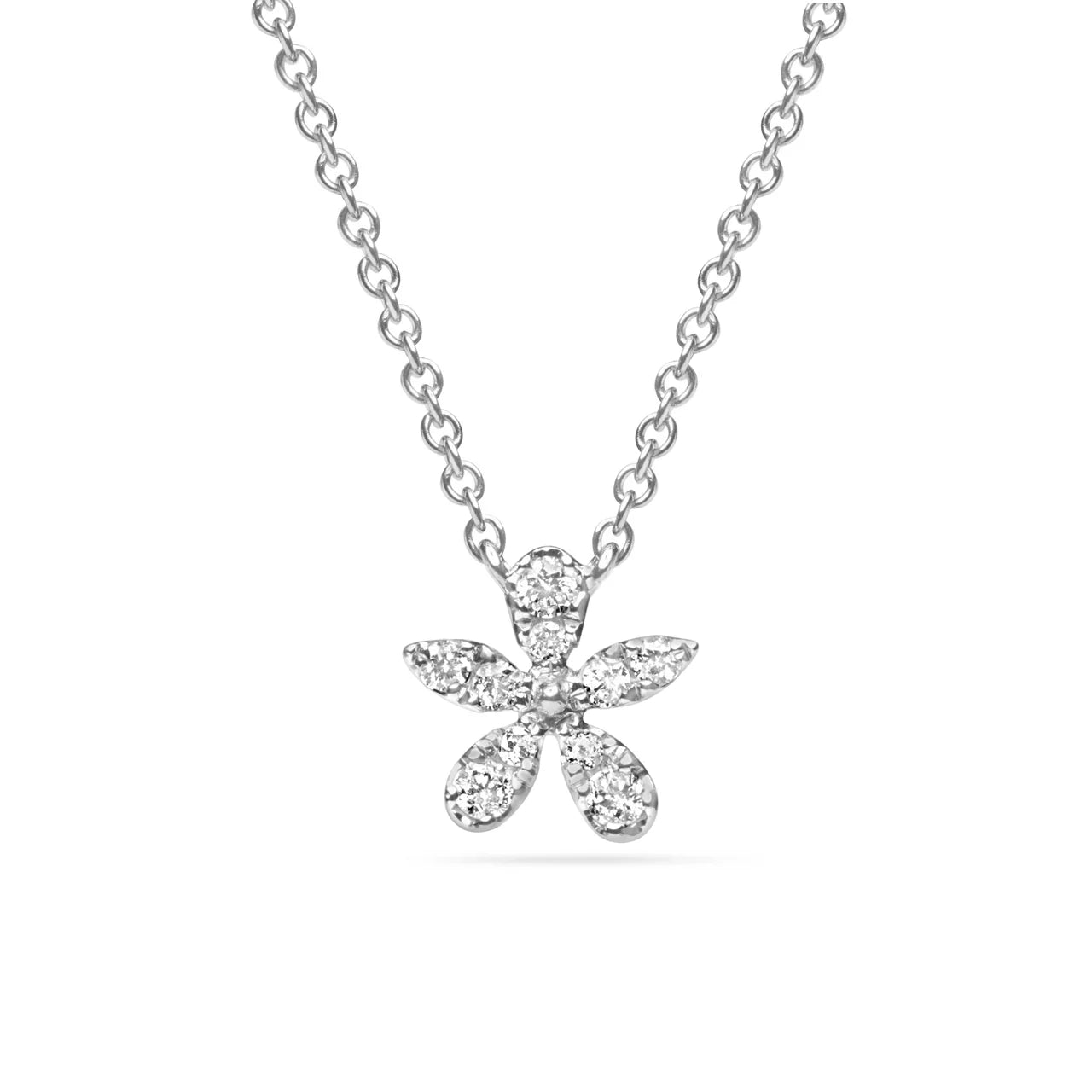 Diamond Florette Pendant, 18"/17"/16" 14KW; D = 0.10