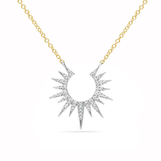 Dilamani Sunburst Pendant, 14K Mix, 18"